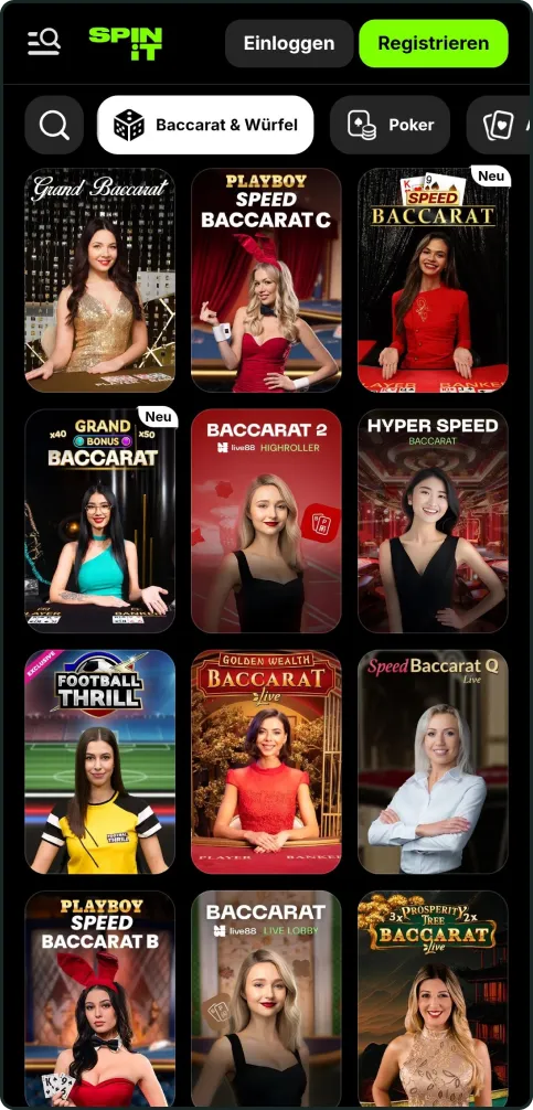 Spinit Casino Live Casino Baccarat
