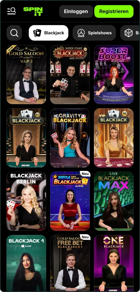 Spinit Casino Live Casino Blackjack