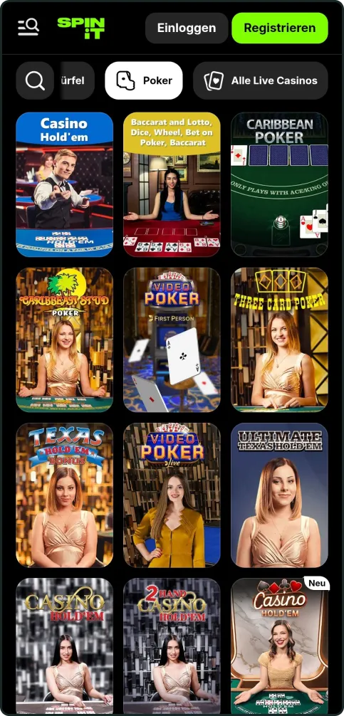 Spinit Casino Live Casino Poker
