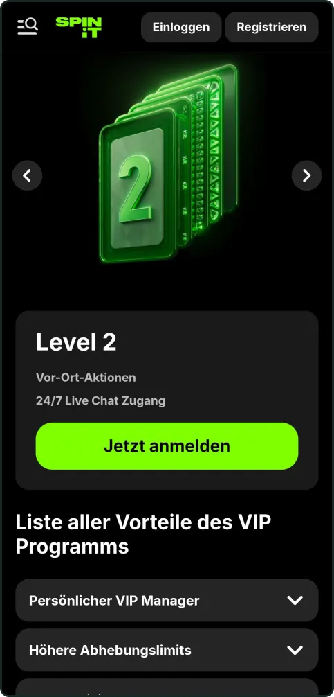 Spinit Casino Promo: VIP Stufen 2