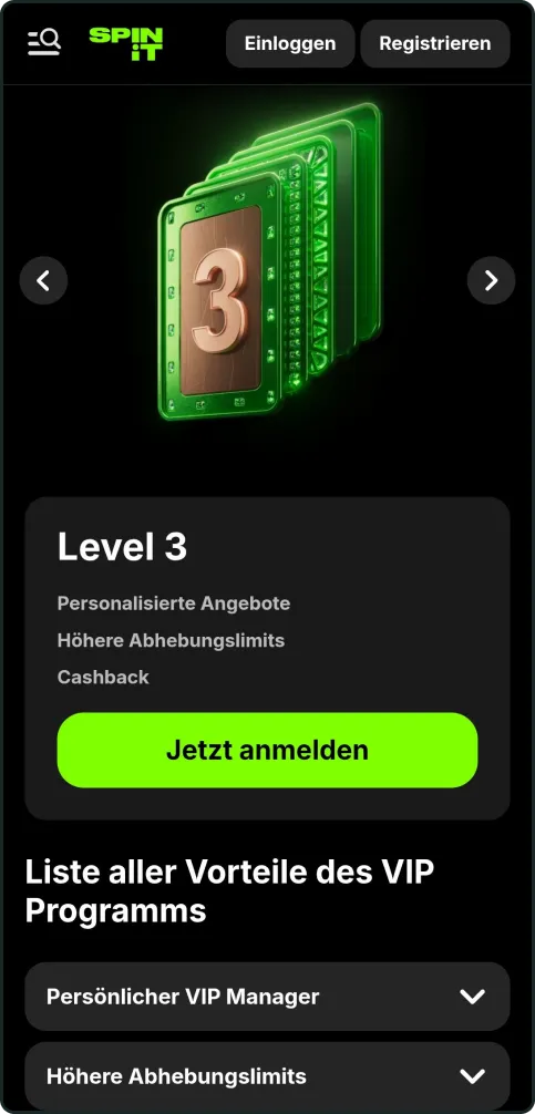 Spinit Casino Promo: VIP Stufen 3