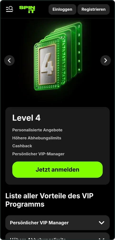 Spinit Casino Promo: VIP Stufen 4
