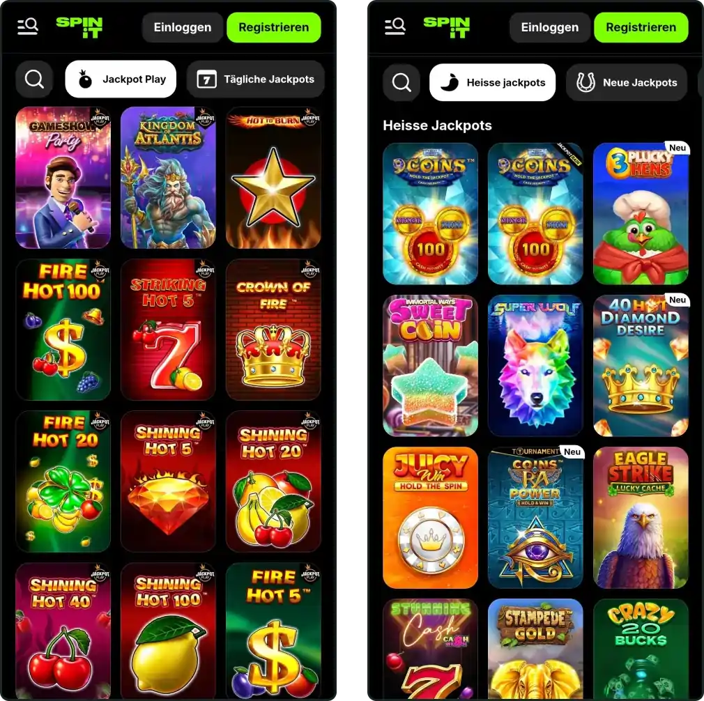 Spinit Casino Jackpot Spiele
